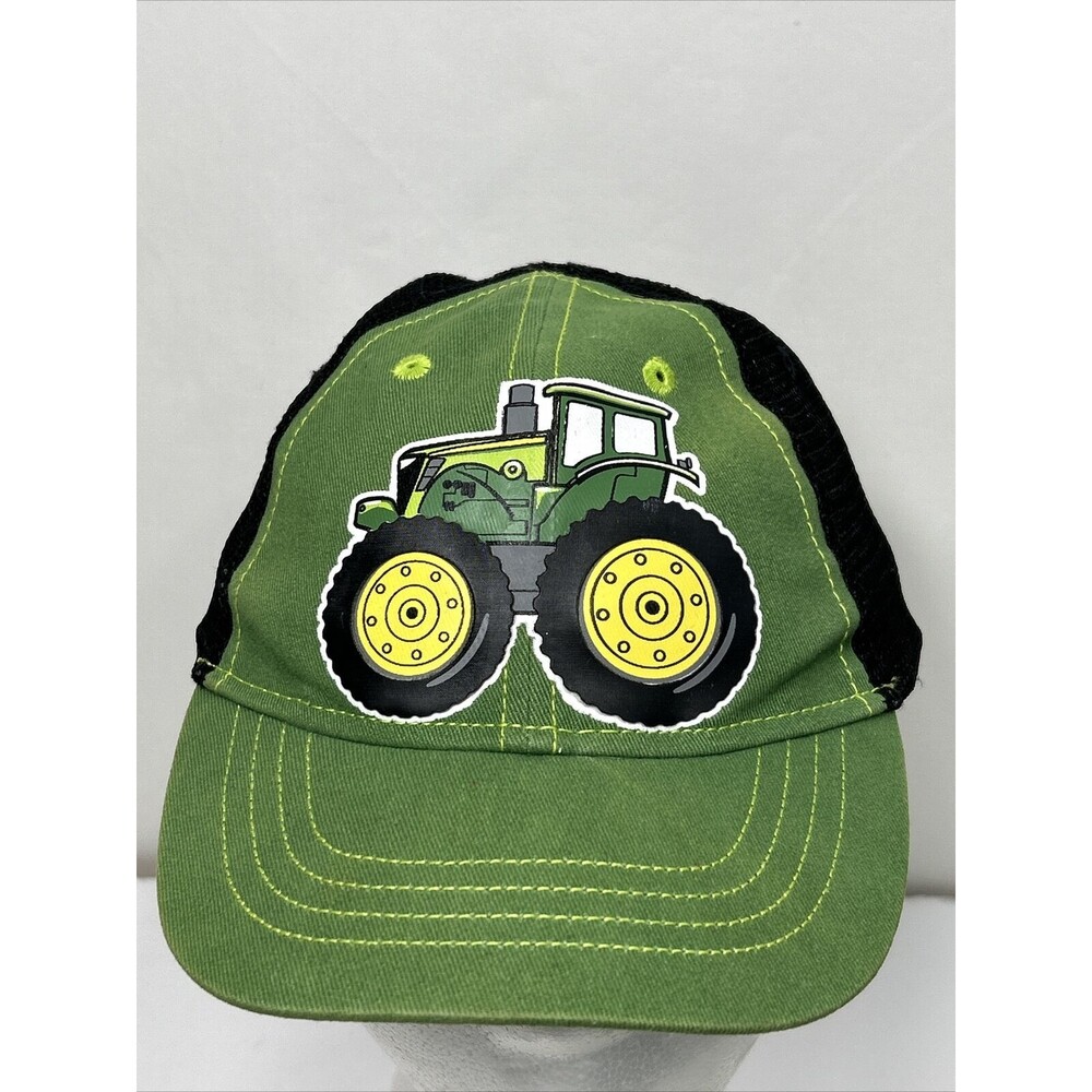 Toddler John Deere Hat Cap Green Black Tractor Adjustable Snapback Mesh Trucker - Picture 2 of 8
